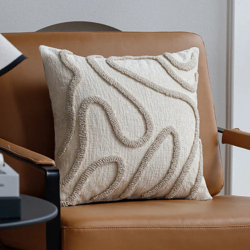 BowLift | Boho Chenille Cushion with Soft Geometric Lines for Sofa and Living Room