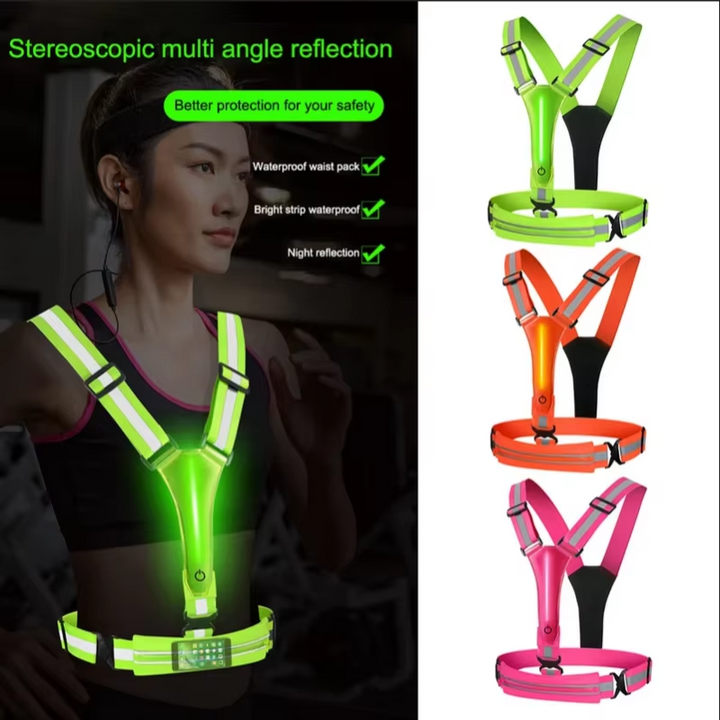 BowLift | LED Reflective Safety Vest with Adjustable Straps and USB Rechargeable Lights