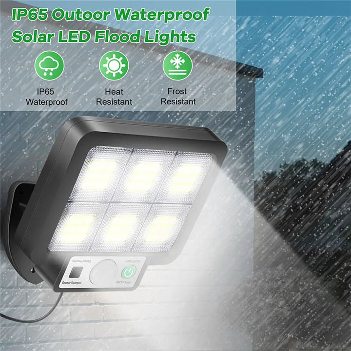 BowLift | LumoVolt Solar light with motion sensor | 72 COB LEDs | Remote control & 5 m solar panel cable | 3 modes | IP65 weatherproof