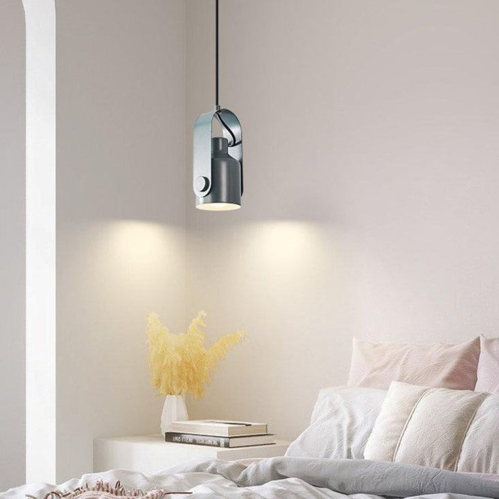 Scandinavian Metal Pendant Lamp with Wood-Look Finish and E27 LED Socket