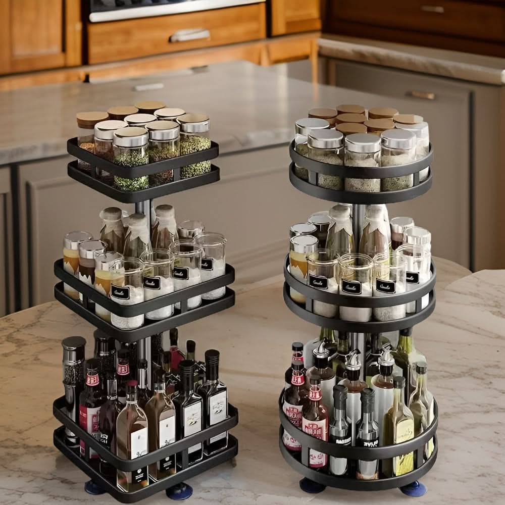 360-Degree Rotating Spice Rack Organizer with One to Three Levels