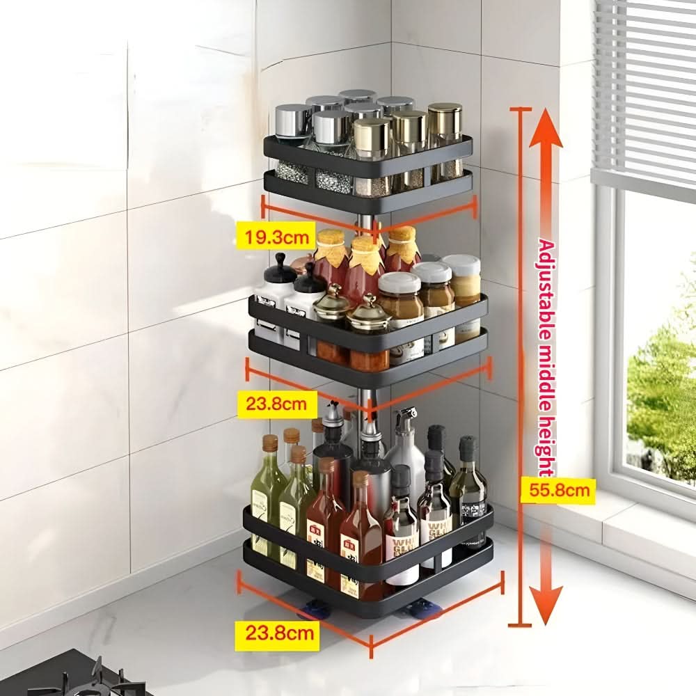 360-Degree Rotating Spice Rack Organizer with One to Three Levels
