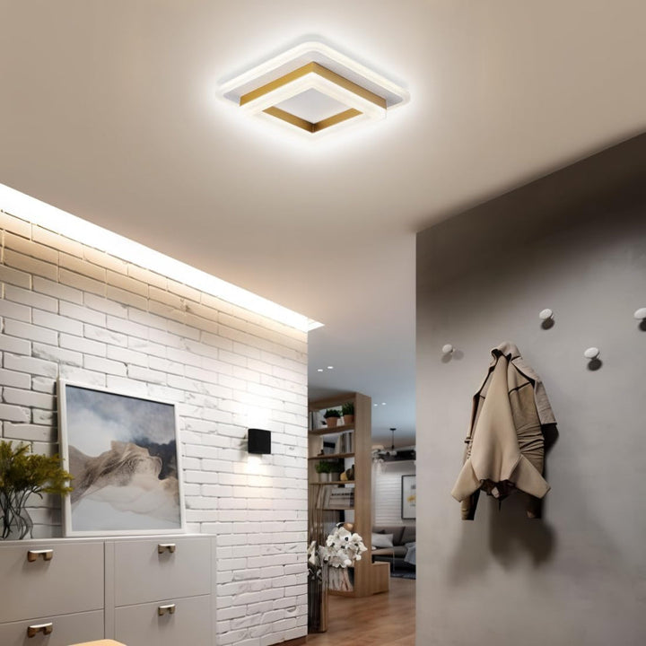 BowLift | Slim Square Modern LED Ceiling Light – Minimalist Flush-Mount for Soft Ambient Lighting