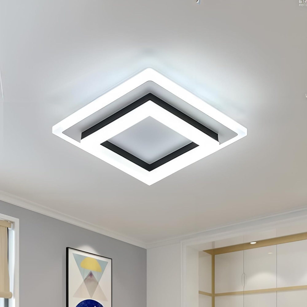 BowLift | Slim Square Modern LED Ceiling Light – Minimalist Flush-Mount for Soft Ambient Lighting