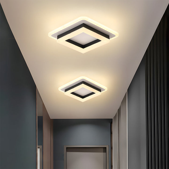 BowLift | Slim Square Modern LED Ceiling Light – Minimalist Flush-Mount for Soft Ambient Lighting