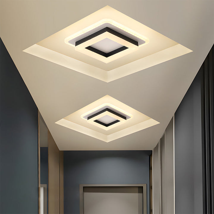 BowLift | Slim Square Modern LED Ceiling Light – Minimalist Flush-Mount for Soft Ambient Lighting