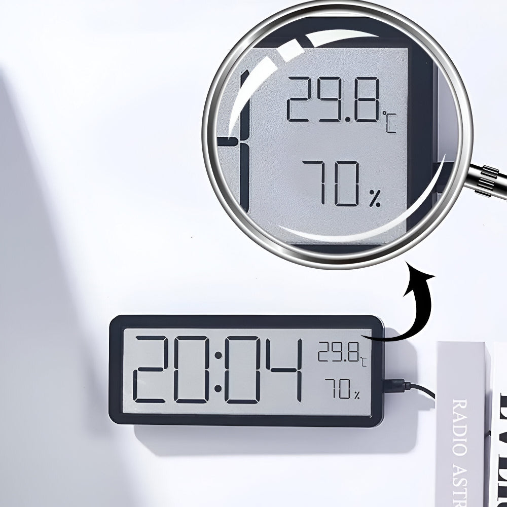 BowLift | Digital LED Wall Clock with Temperature and Humidity