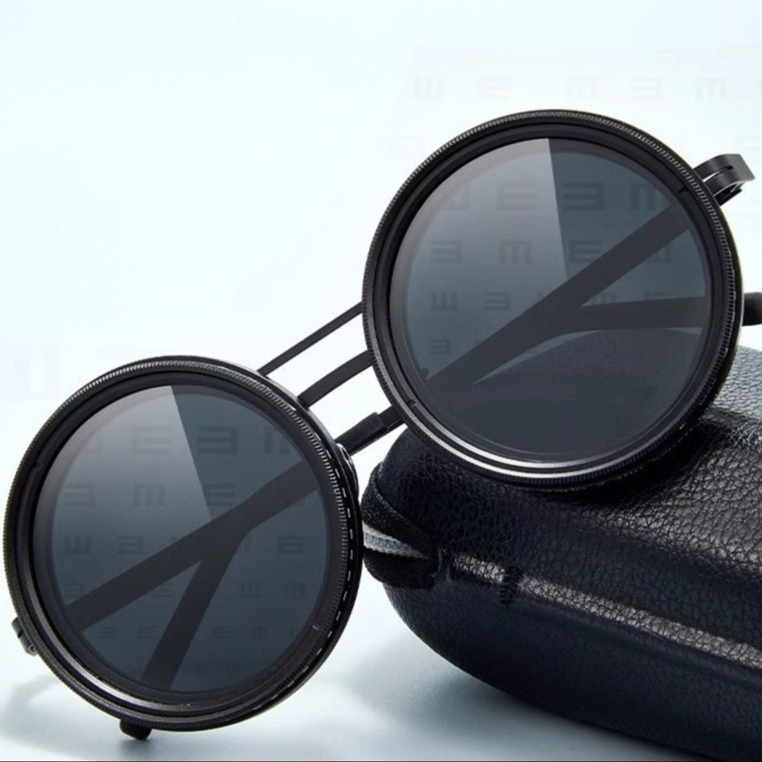 BowLift | VisionRound Polarized Sunglasses – Unisex Retro Design with Adjustable Light Filter