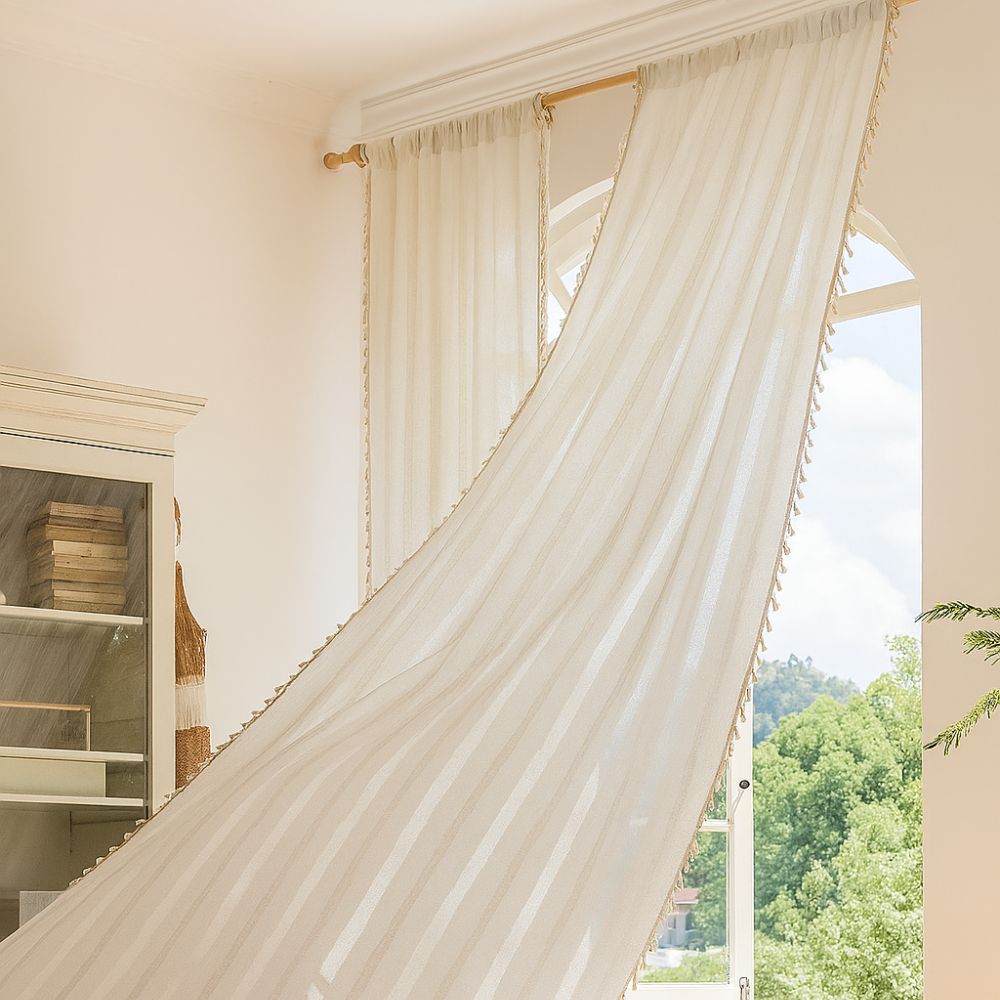 BowLift | Sunlit Stripes Sheer Tassel Curtain