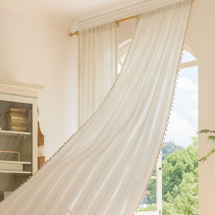 BowLift | Sunlit Stripes Sheer Tassel Curtain