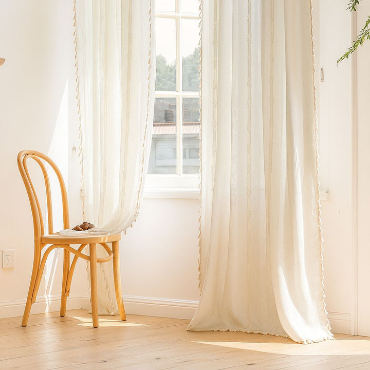BowLift | Sunlit Stripes Sheer Tassel Curtain