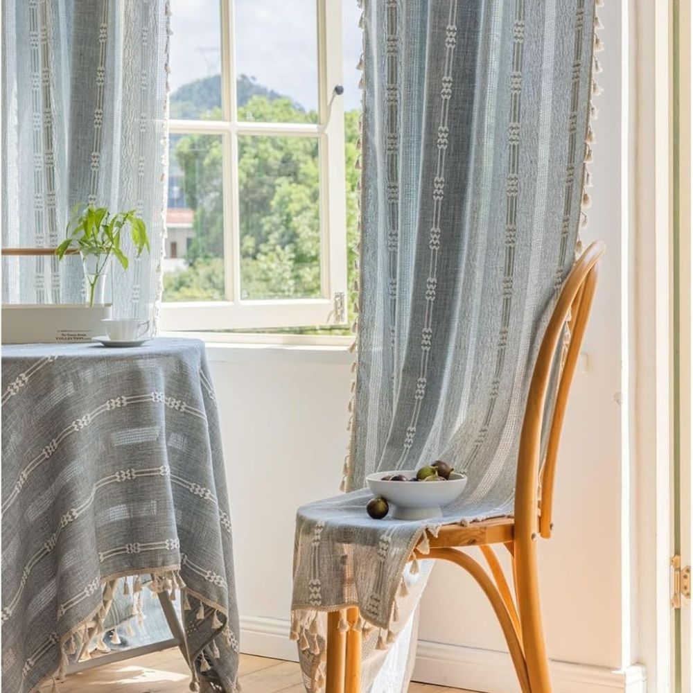 BowLift | Sunlit Stripes Sheer Tassel Curtain