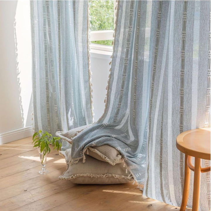 BowLift | Sunlit Stripes Sheer Tassel Curtain