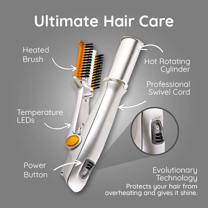 2-in-1 Rotating Hair Brush for Straightening and Styling