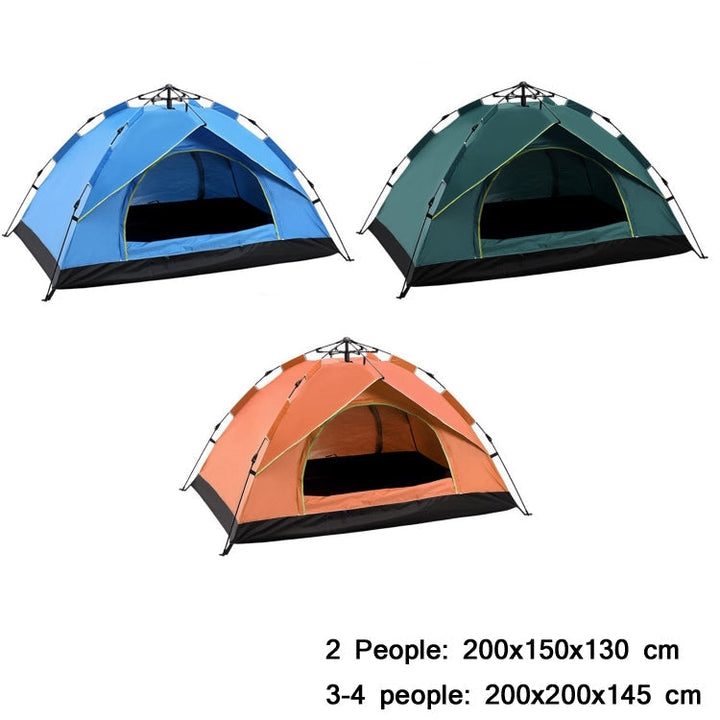 BowLift | TC-014 Outdoor Beach Travel Camping Automatic Spring Multi-Person Tent For 3-4 Persons (Green+Mat)