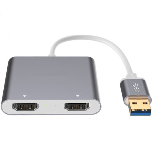 BowLift | USB 3.0 to Dual HDMI High Resolution Converter 4K USB Same Screen Extender (Gray)