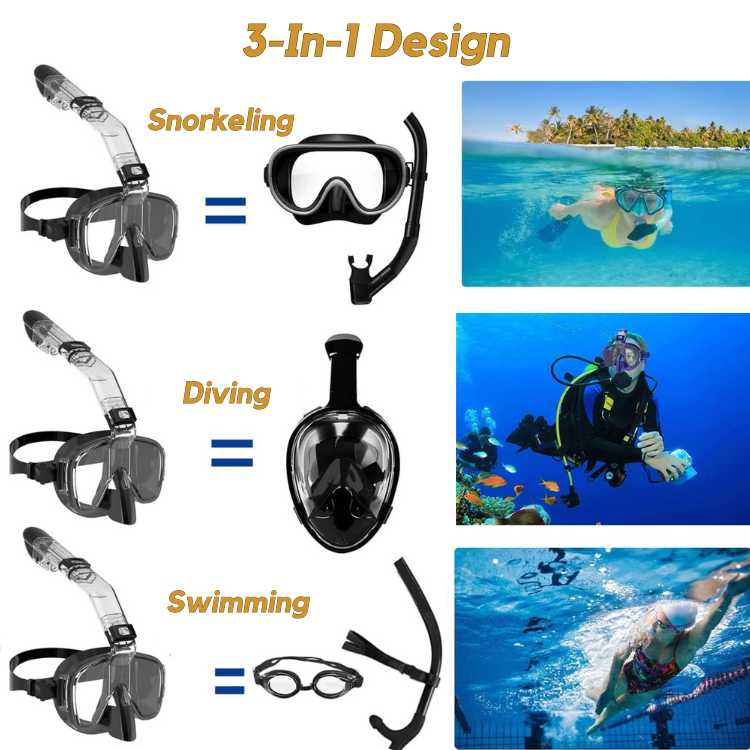 BowLift | Foldable Snorkel Mask with Anti-Fog Lens and Adjustable Strap for Easy Underwater Exploration