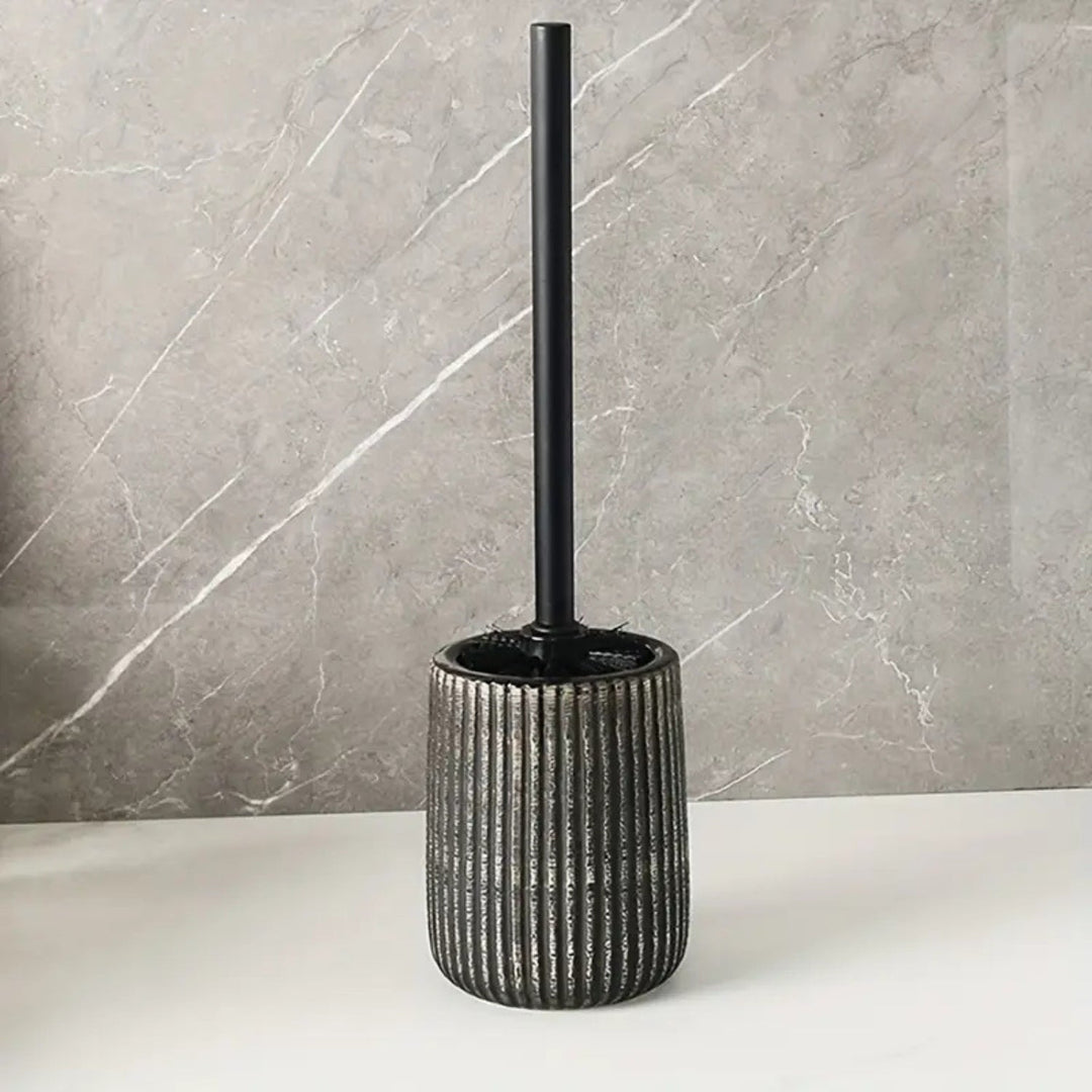 BowLift | Textured Ceramic Toilet Brush Holder Set