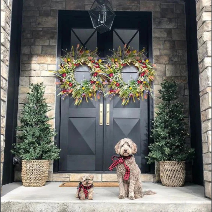 BowLift | Thanksgiving Wreath Grapevine Wildflower Door Wreath with Eucalyptus
