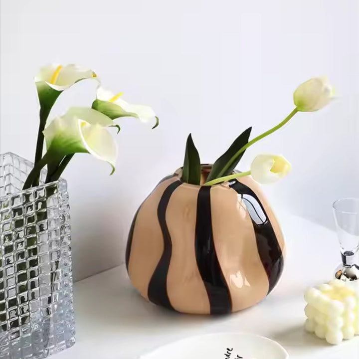 BowLift | Thurid Glass Striped Pumpkin Vase