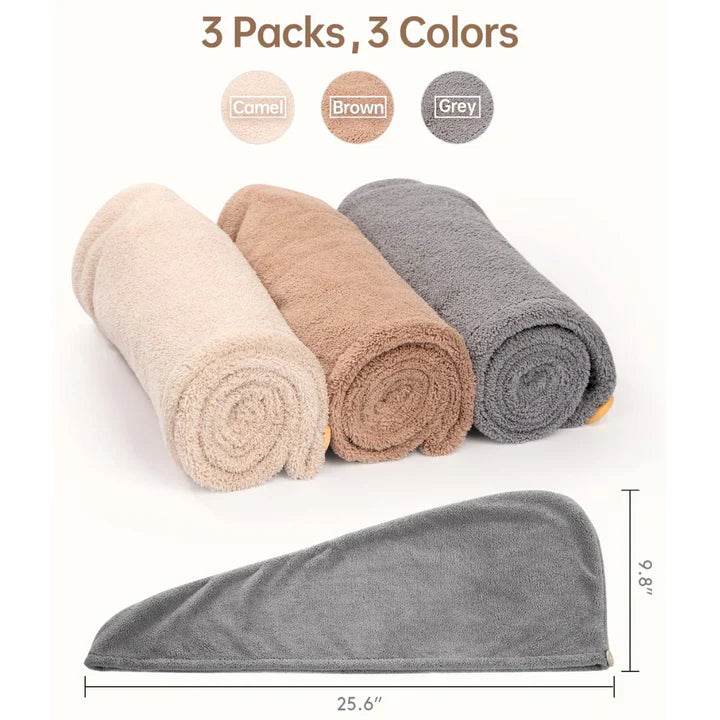 BowLift | Microfiber Hair Towel Set | 3 Pack for Quick Drying