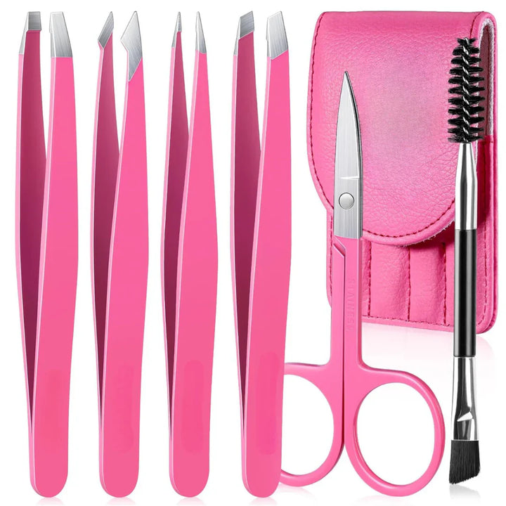 BowLift | Precision Tweezers Set – 6-piece Eyebrow Kit with Travel Case