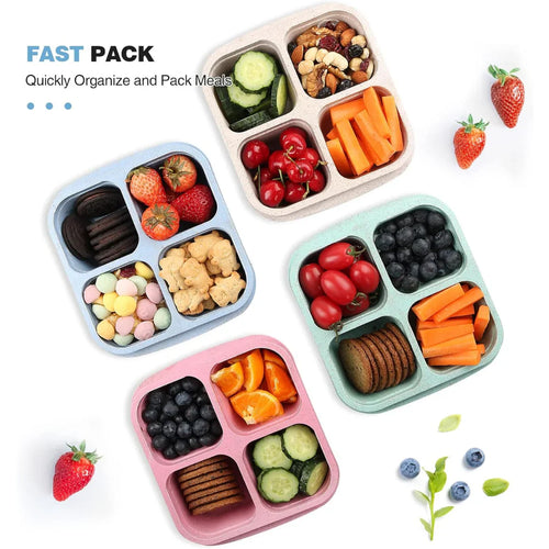 BowLift | Bento-Style 4-Compartment Meal Prep Boxes in 4-Pack – Sustainable and Practical