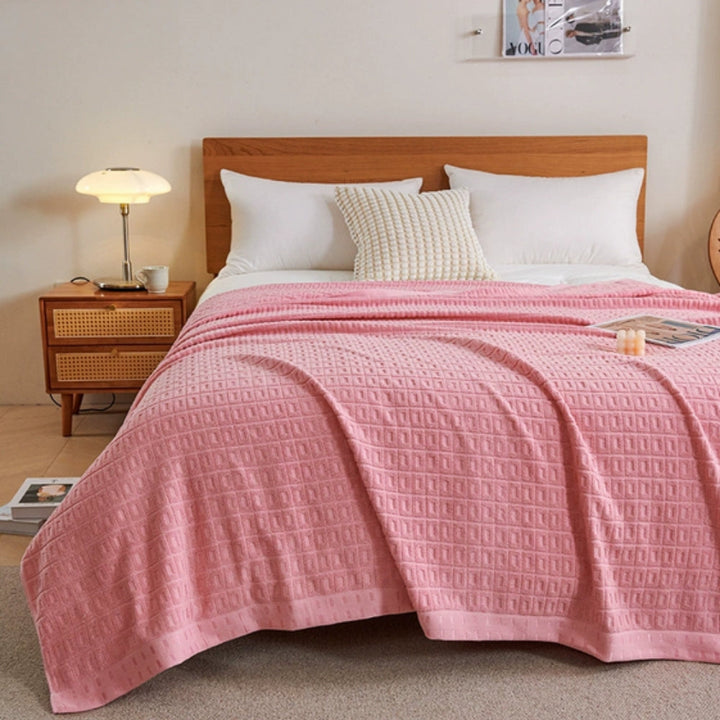 BowLift | Waffle Cotton Summer Bedspread Throw Blanket