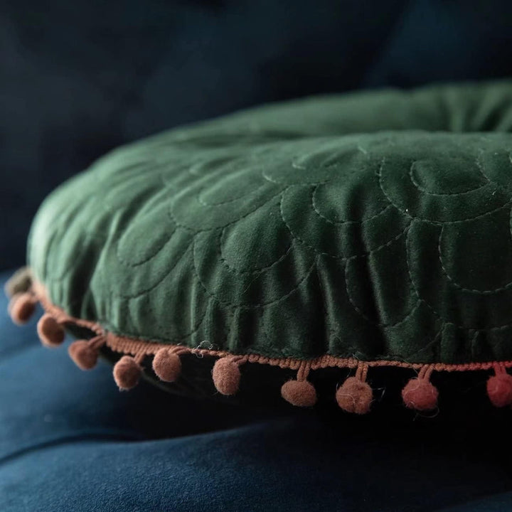 BowLift | Veloura Round Vintage Quilted Ottoman Cushion Pad