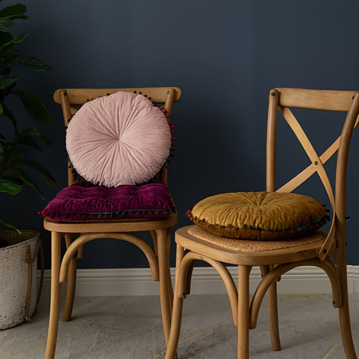 BowLift | Veloura Round Vintage Quilted Ottoman Cushion Pad
