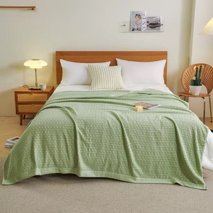 BowLift | Waffle Cotton Summer Bedspread Throw Blanket
