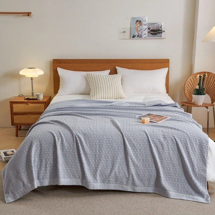BowLift | Waffle Cotton Summer Bedspread Throw Blanket