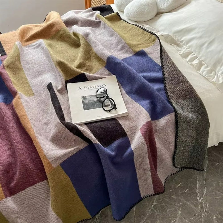 BowLift | Warm Knit Colorblock Plaid Blanket