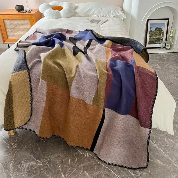 BowLift | Warm Knit Colorblock Plaid Blanket