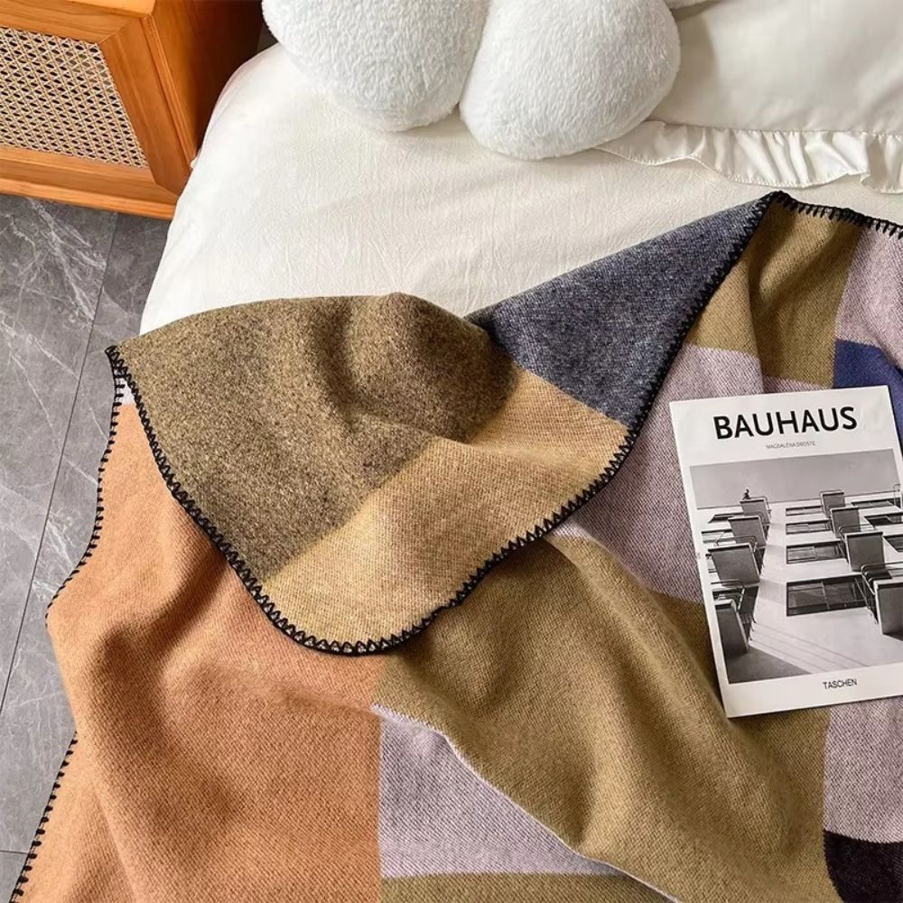 BowLift | Warm Knit Colorblock Plaid Blanket