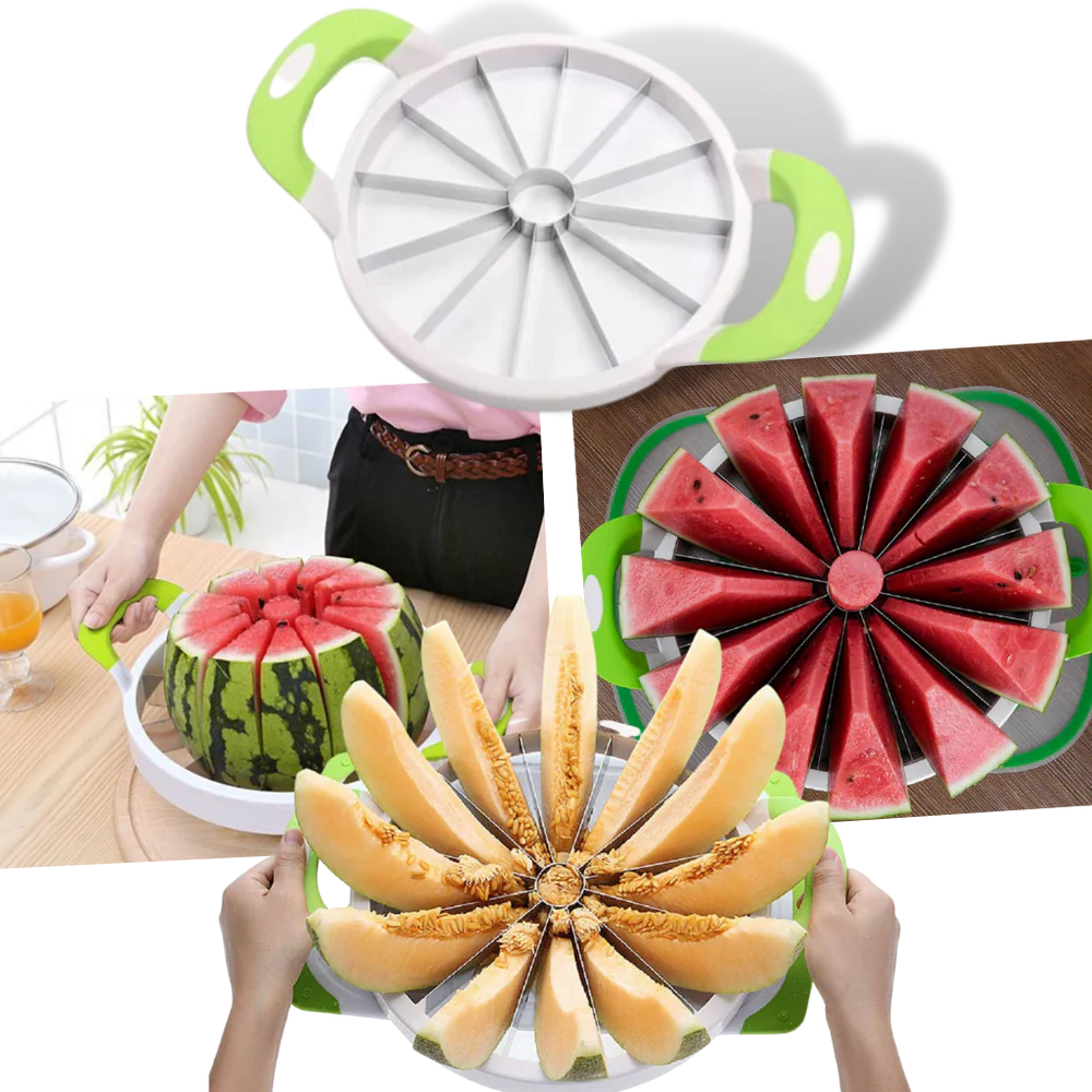 BowLift | Stainless Steel Watermelon Slicer – 12-Slice Fruit Cutter with Non-Slip Handles