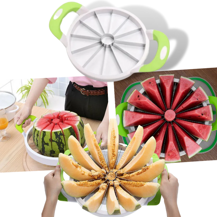 BowLift | Stainless Steel Watermelon Slicer – 12-Slice Fruit Cutter with Non-Slip Handles