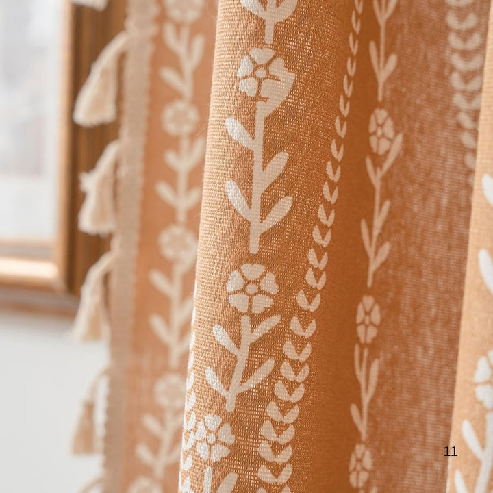 BowLift | Wheat Pattern Beige Tassel Curtain