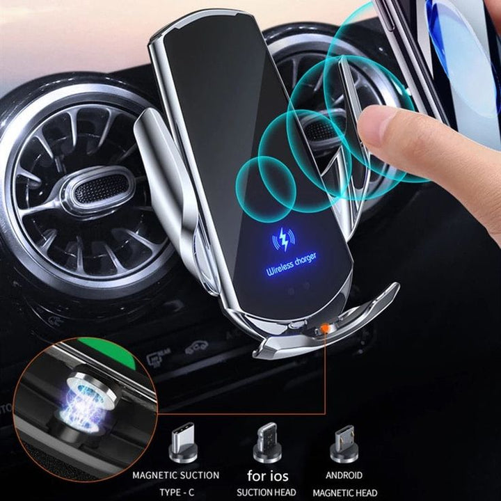BowLift | 2-in-1 Wireless Car Charger & Phone Holder Automatic Clamping - Fast Charging Secure Universal Compatibility Adjustable & Practical