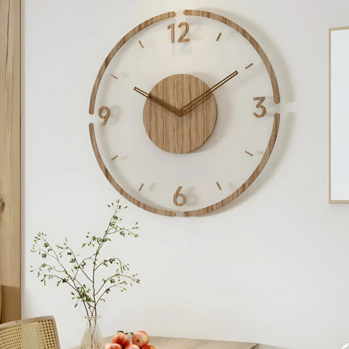 Silent Wooden and Acrylic Wall Clock with Quartz Movement