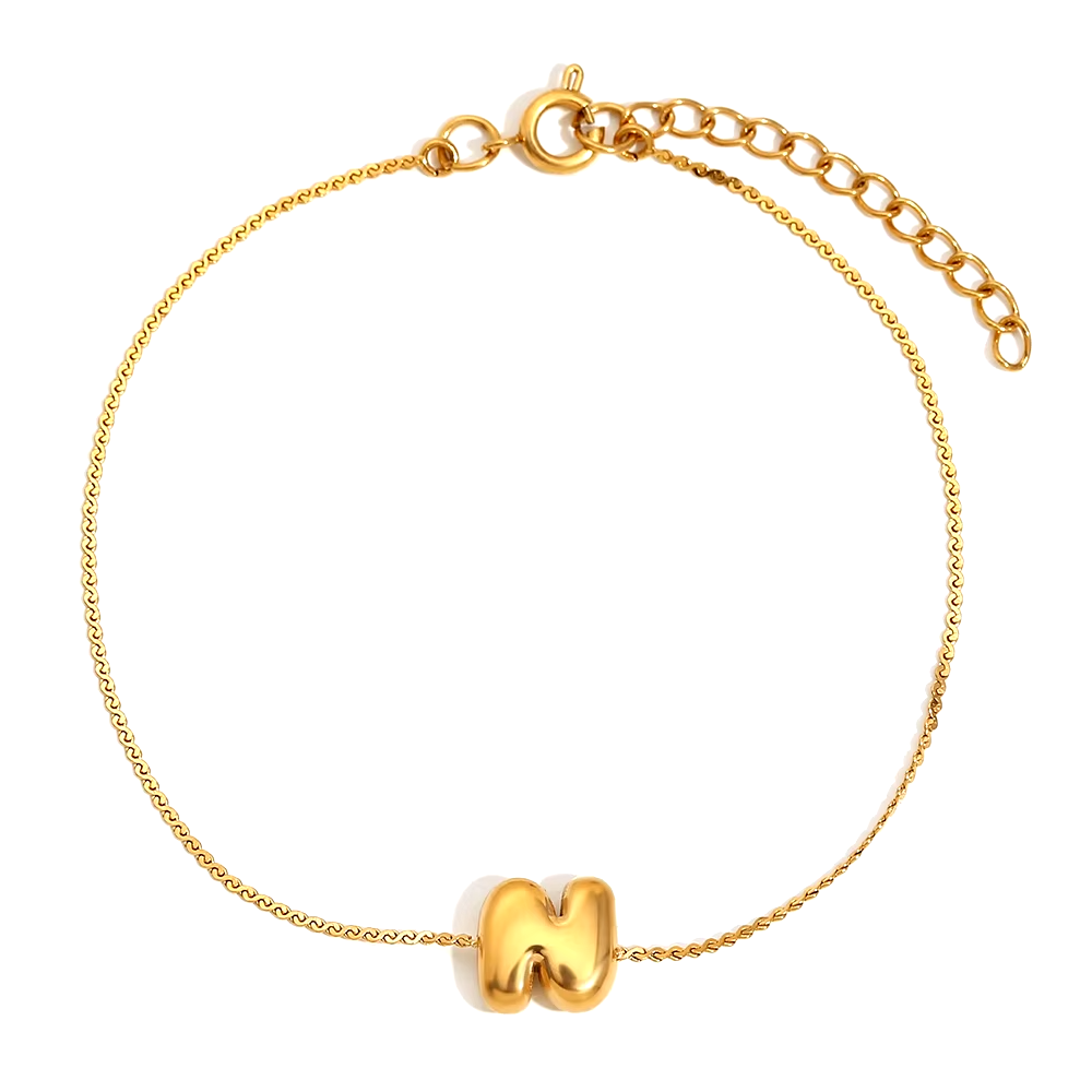 BowLift | Dainty Bubble Letter Initial Bracelet