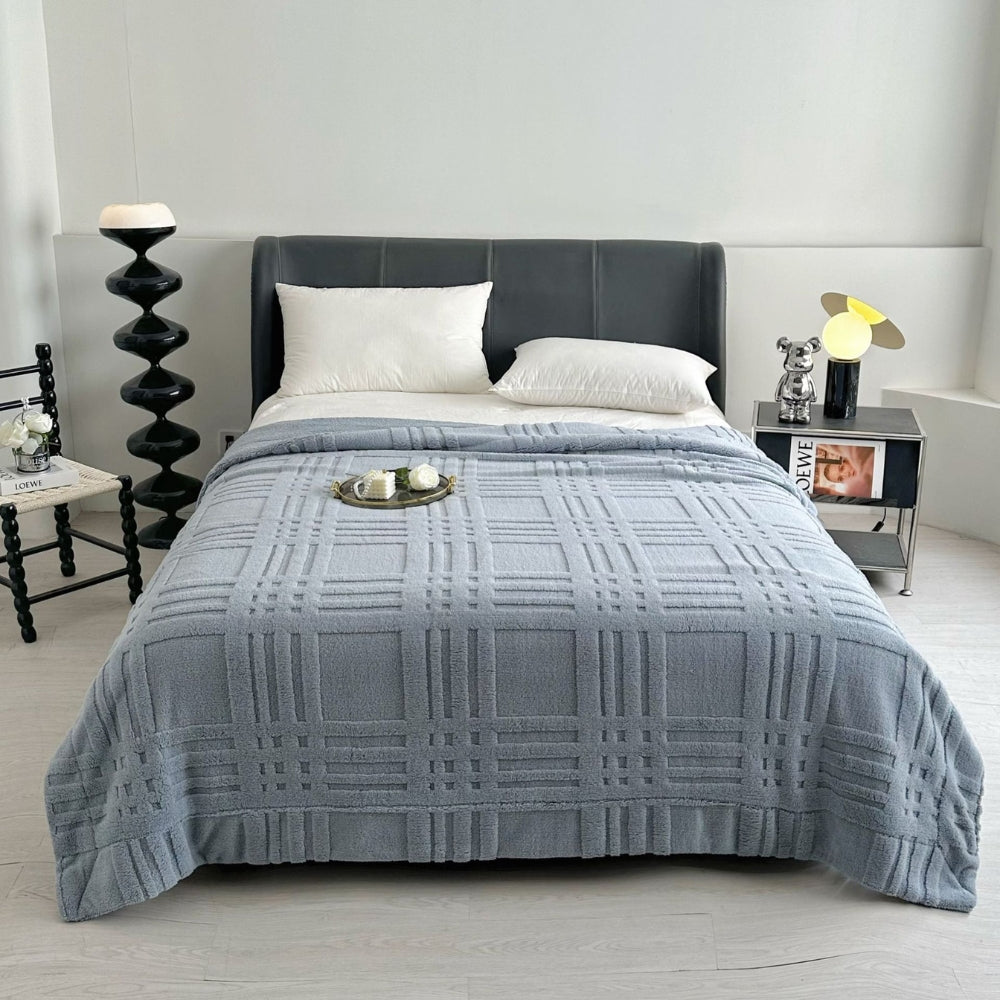 BowLift | Plaid Embossed Grid Pattern Winter Blanket