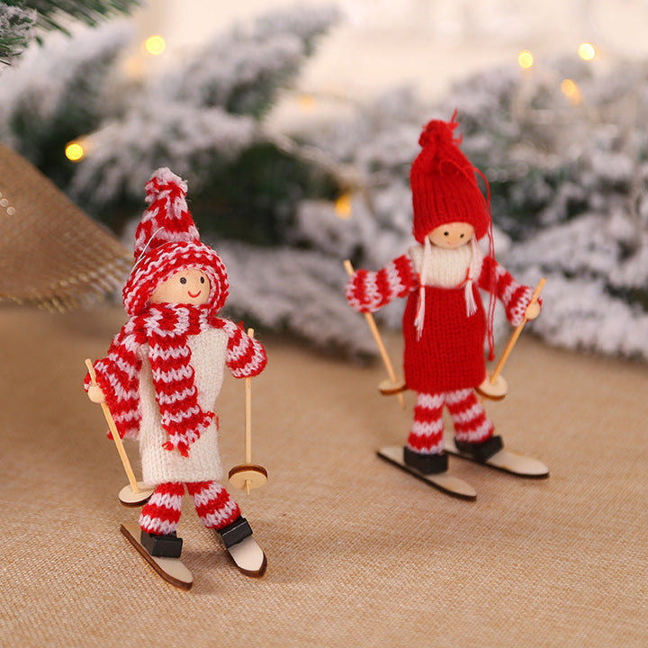 BowLift | Creative Christmas Decoration Wooden Ski Doll