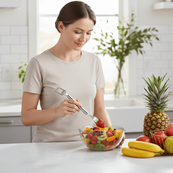 BowLift | 2-in-1 fruit cutter with integrated fork for fresh snacks