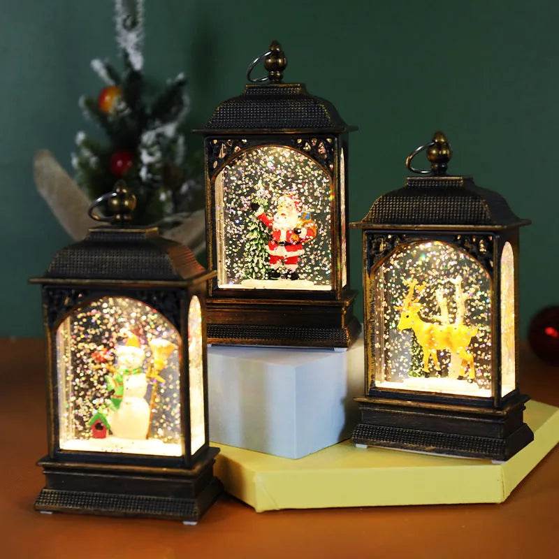 BowLift | Christmas Decoration Luminous Water Injection Flat Storm Lantern Desktop Decoration