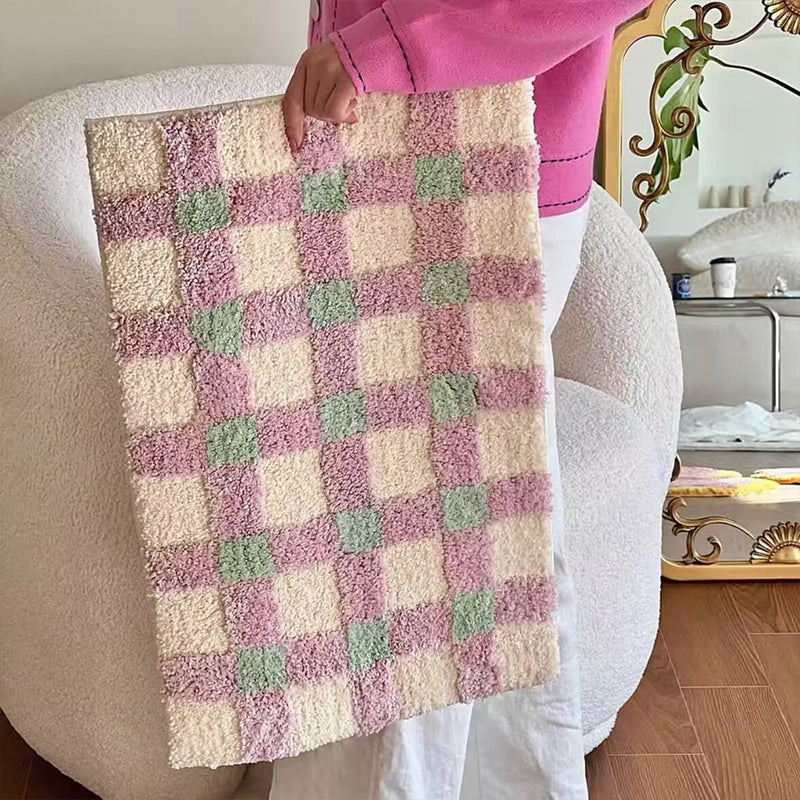 BowLift | Plush Plaid Flocking Floor Mat for Bedroom and Beyond