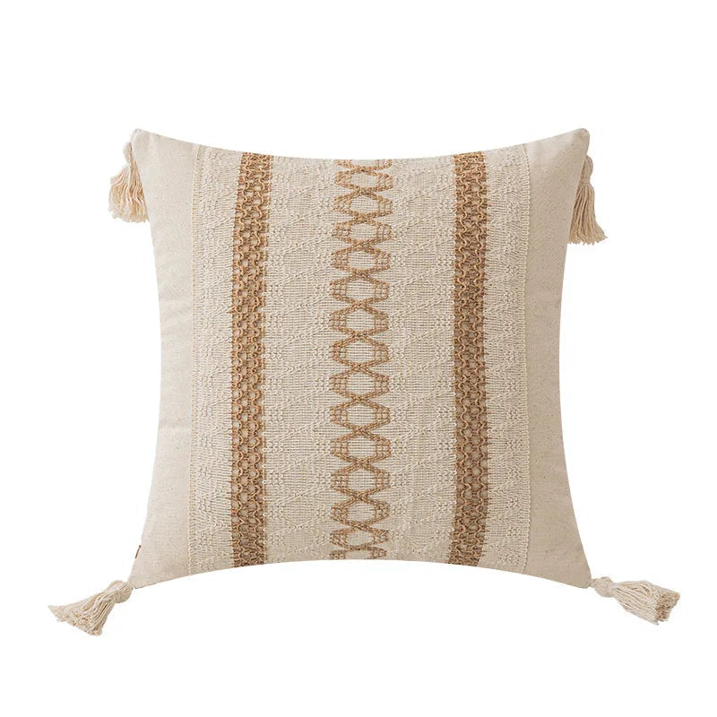 BowLift | Boho Geometric Cotton and Linen Tassel Cushion Cover