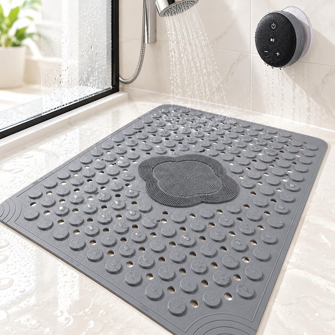Non-Slip Drainage Silicone Bath Mat with Massage Nodes Bowlift