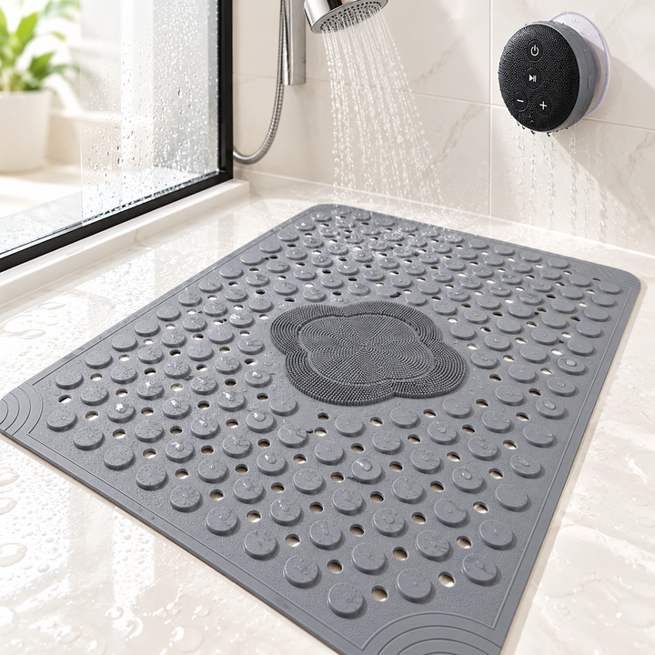 Non-Slip Drainage Silicone Bath Mat with Massage Nodes Bowlift