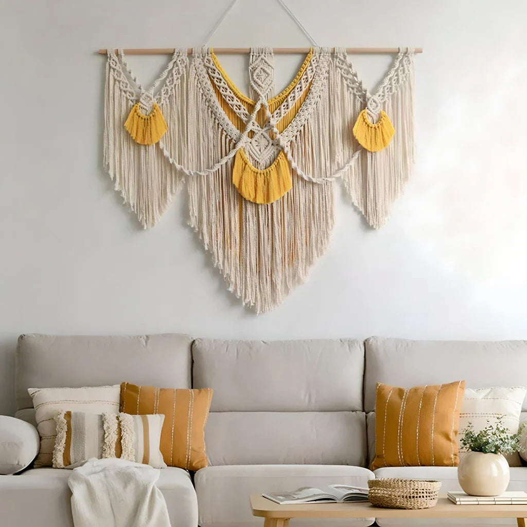 BowLift | Yellow Large Macrame Wall Hanging Tapestry